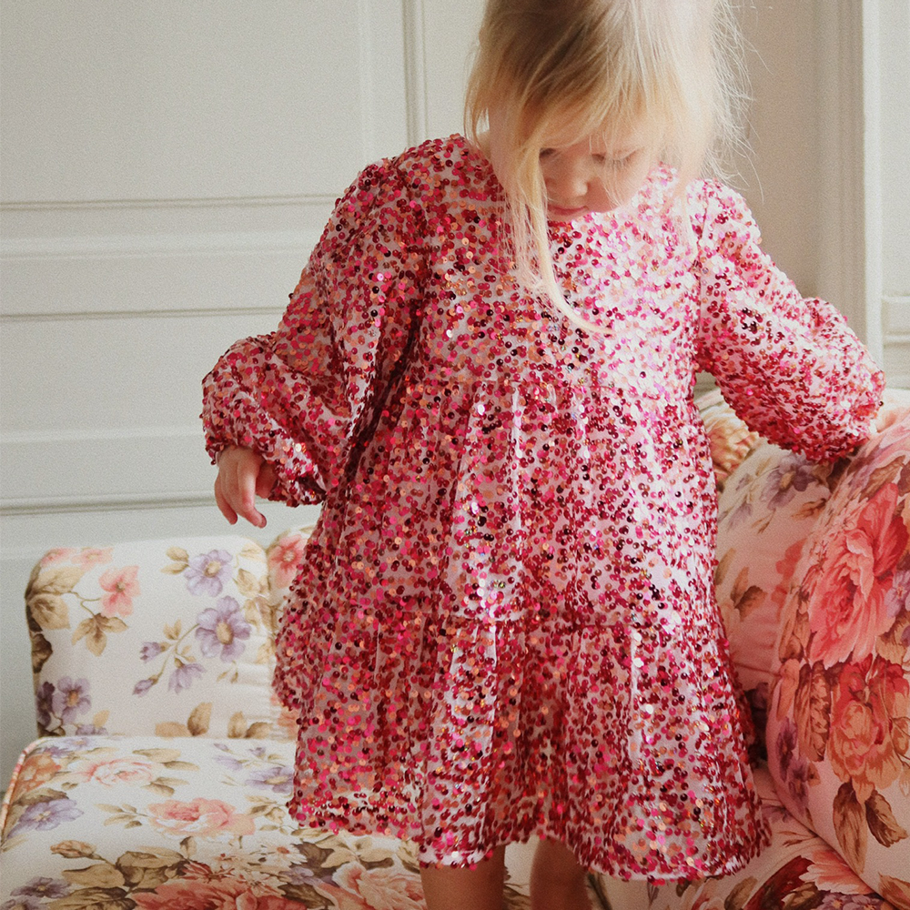Konges Sløjd Pailletten-Kleid 'Lila Bow' Sparkling Sangria