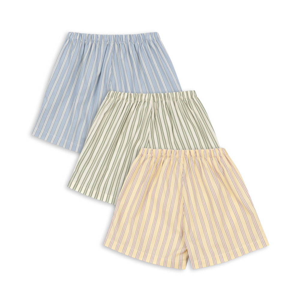 Lot de 3 shorts en coton Konges Sløjd « Azur » Soleil/Bleu/Basil Stripe