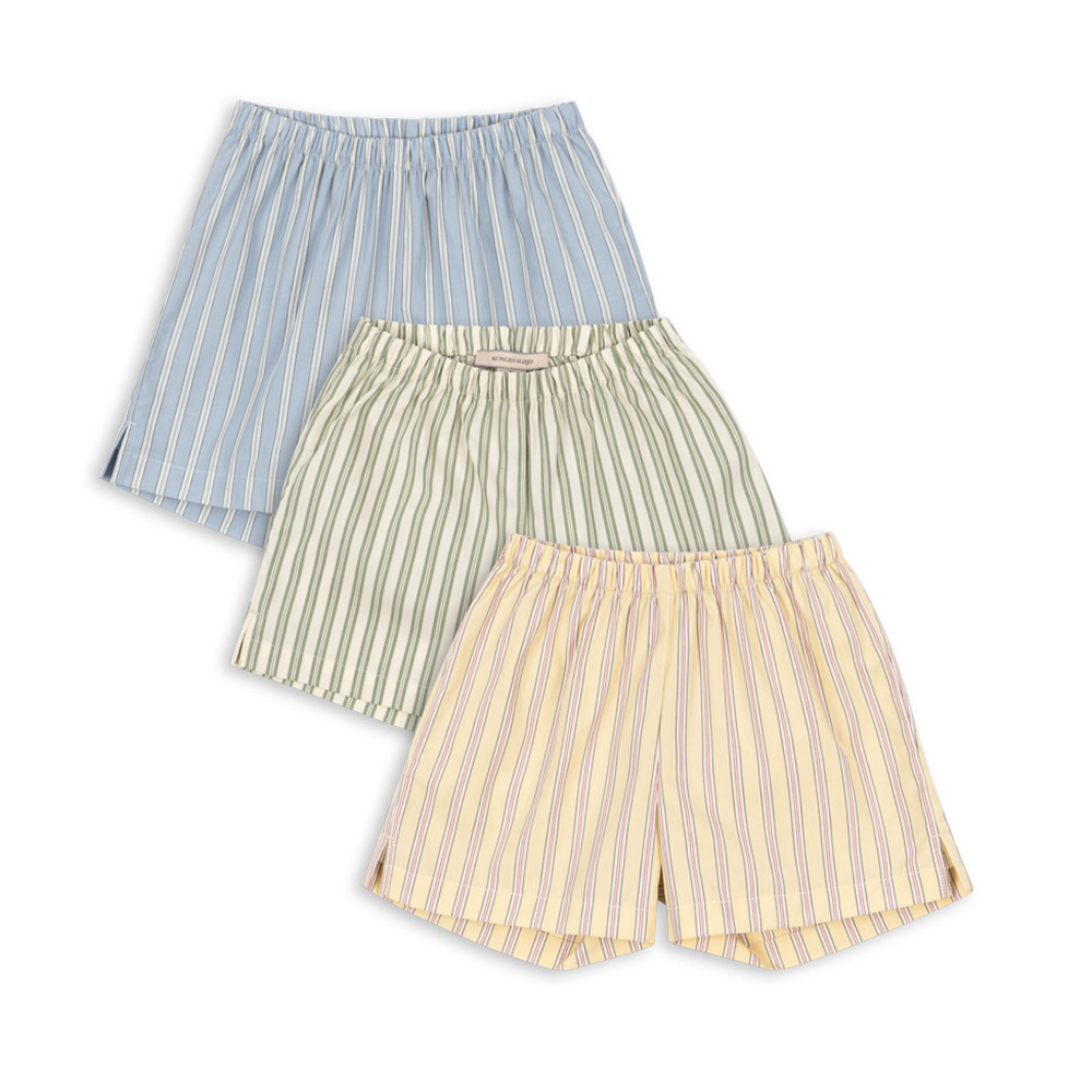 Lot de 3 shorts en coton Konges Sløjd « Azur » Soleil/Bleu/Basil Stripe