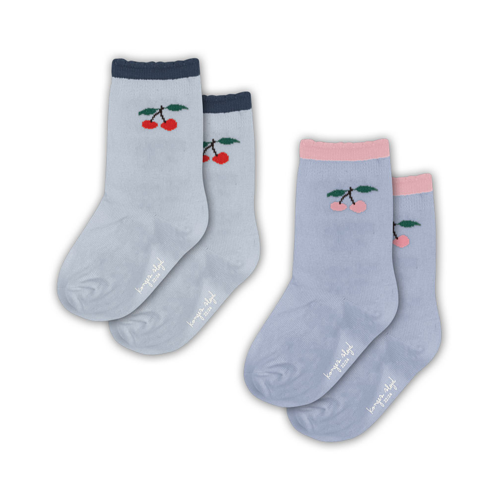 Konges Sløjd Socken 2er Pack &#39;Jaquard&#39; Blue Fog/Purple Impression