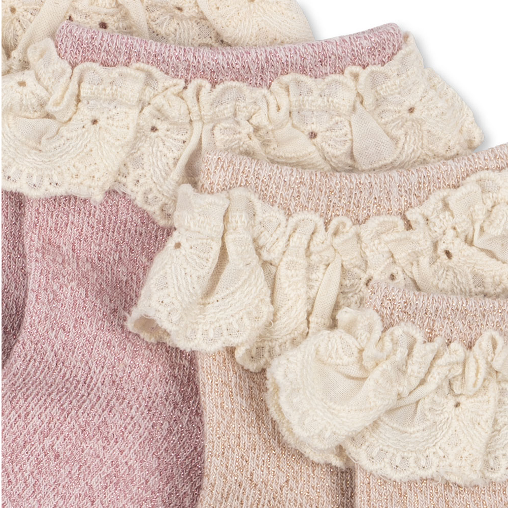 Konges Sløjd Ruffle Socks 2-pack 'Glitter' Rosette