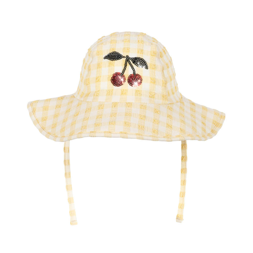 Konges Sløjd Sonnenhut zum Baden 'Etta' Banana Almond Check - Online MY SNOWFLAKE