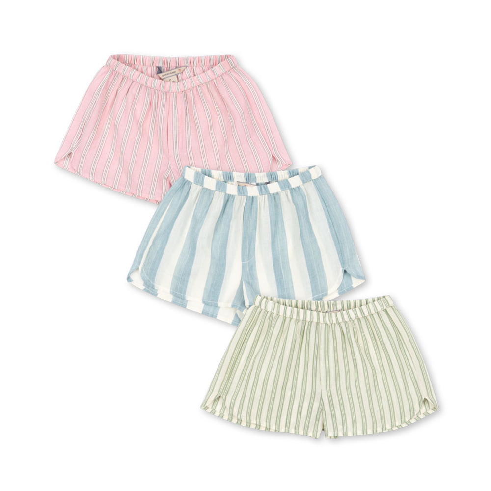 Shorts Konges Sløjd en coton, lot de 3 « Asli » Basil/Orchid/Bleu Stripe
