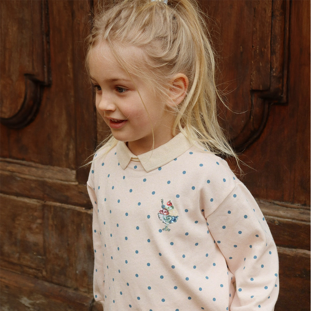 Konges Sløjd Polo Sweatshirt 'Spotty' Rosewater Dot