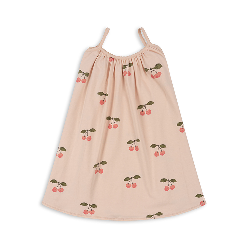 Rosa Trägerkleid für Kinder mit Kirschmuster von Konges Slojd.
