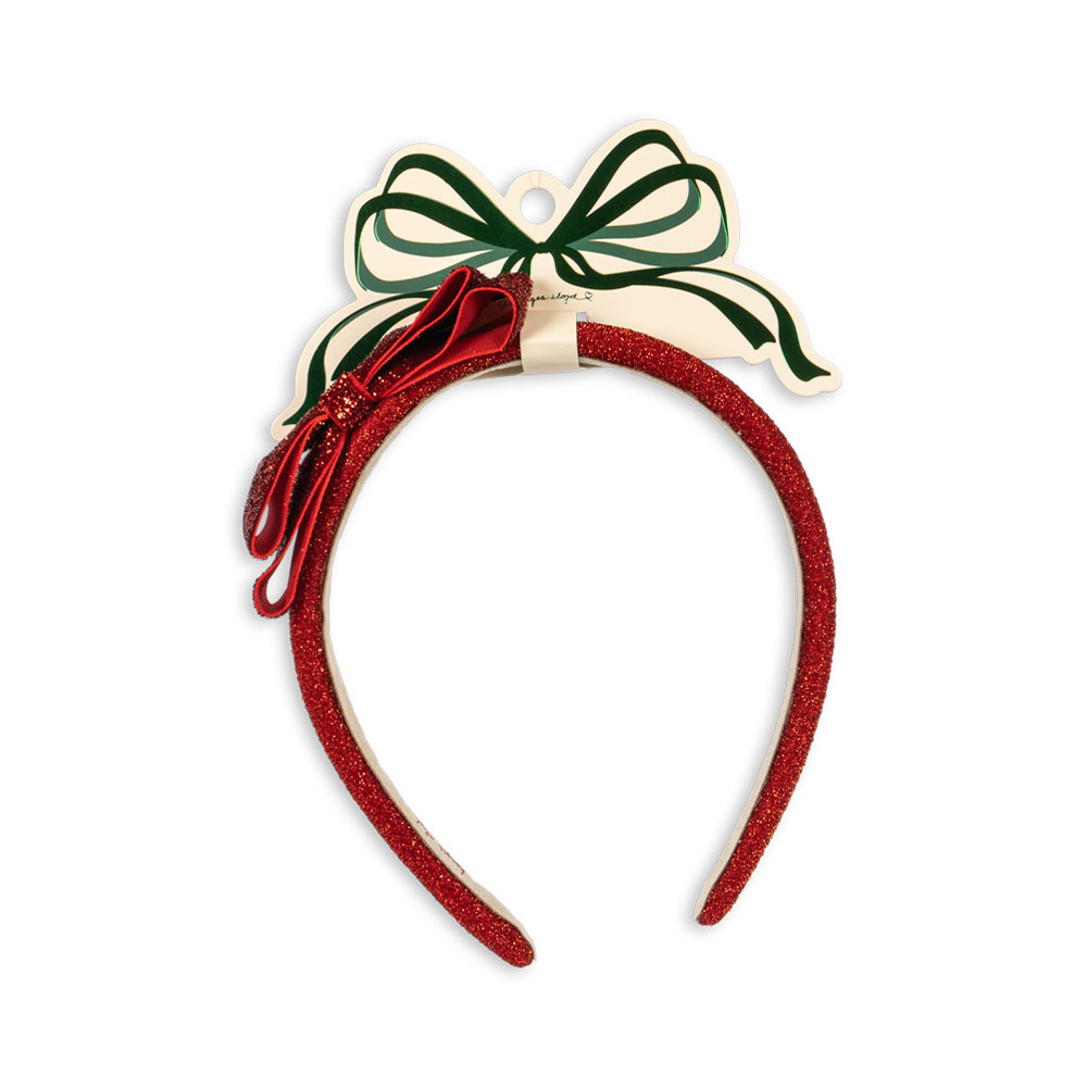 Konges Sløjd Haarreif 'Velvet Bow' Red/Glitter
