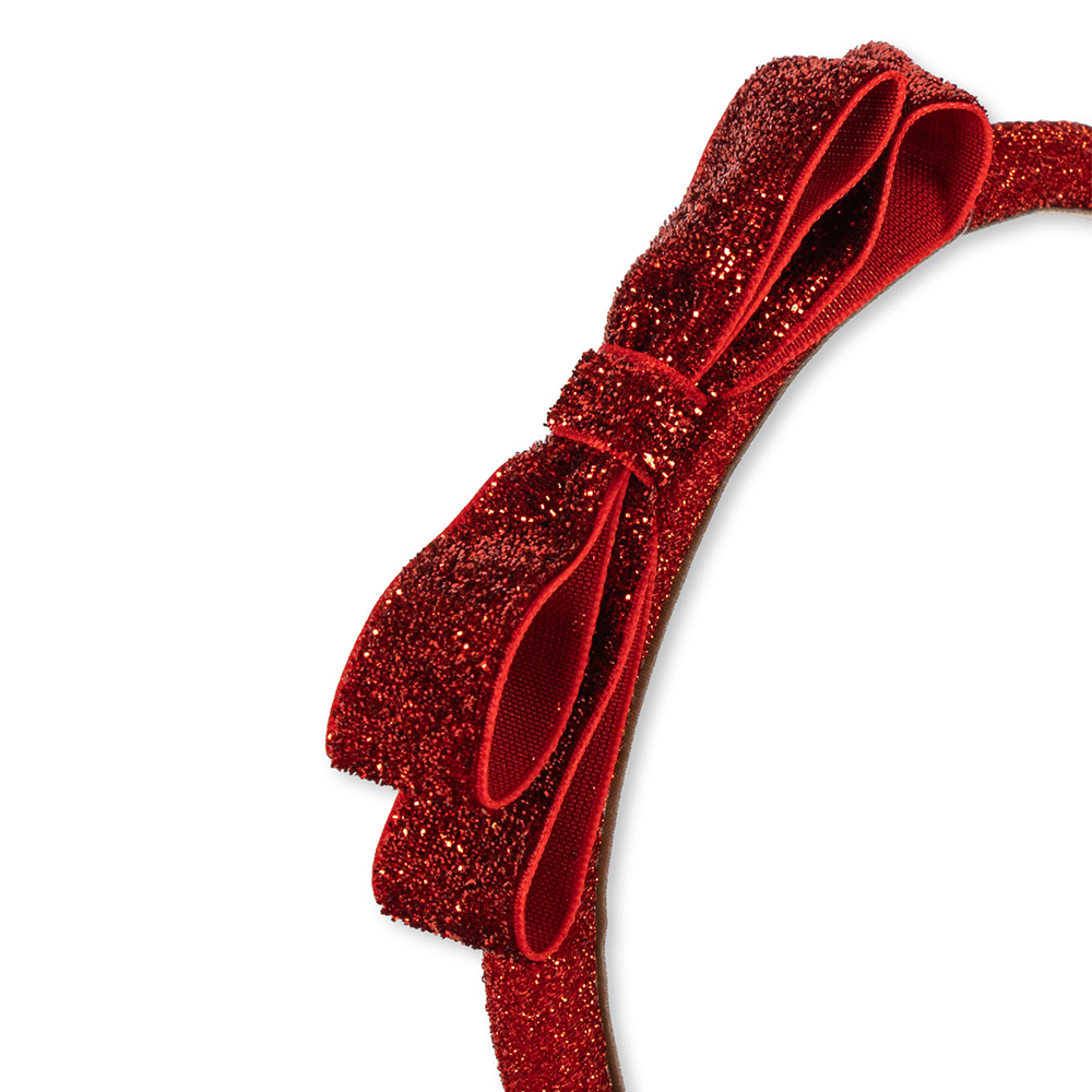 Konges Sløjd Haarreif 'Velvet Bow' Red/Glitter