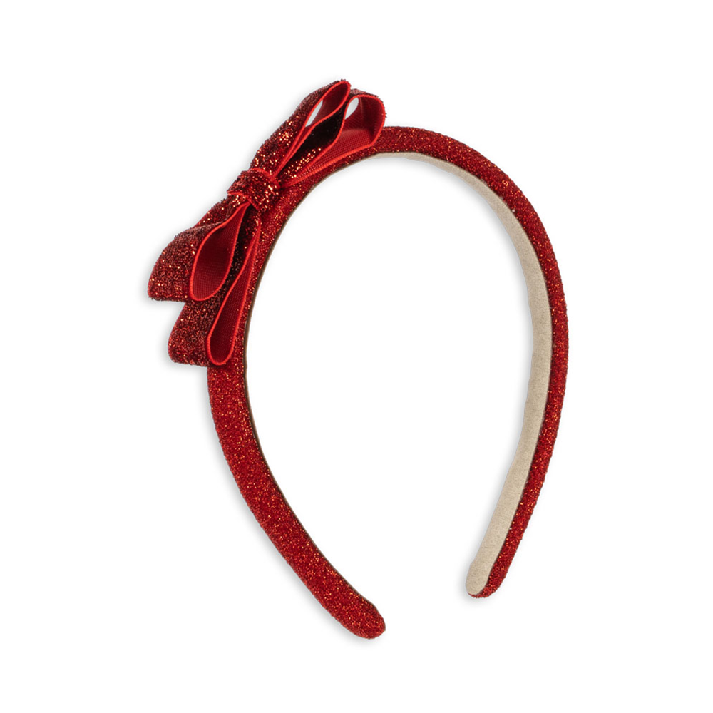 Konges Sløjd Haarreif 'Velvet Bow' Red/Glitter