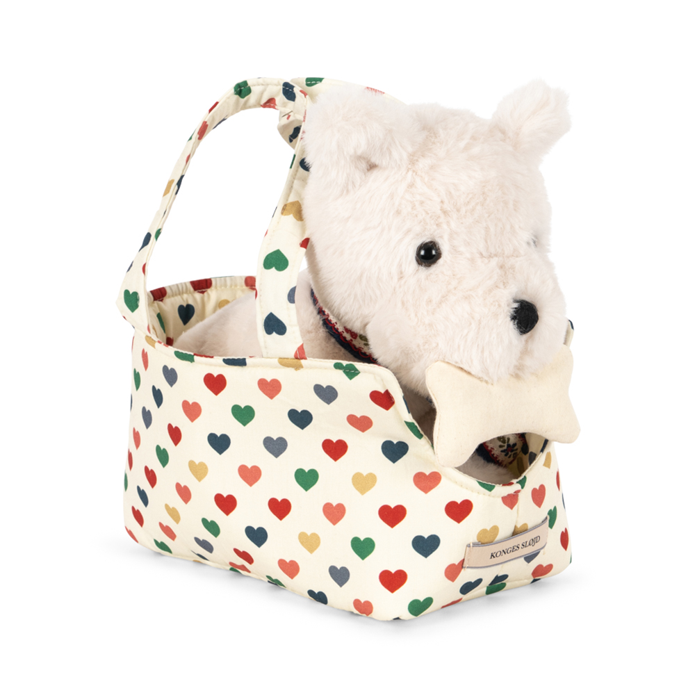 Konges Sløjd  Plüschtier Welpe mit Tasche 'Terry Puppy' Coeur Coloré