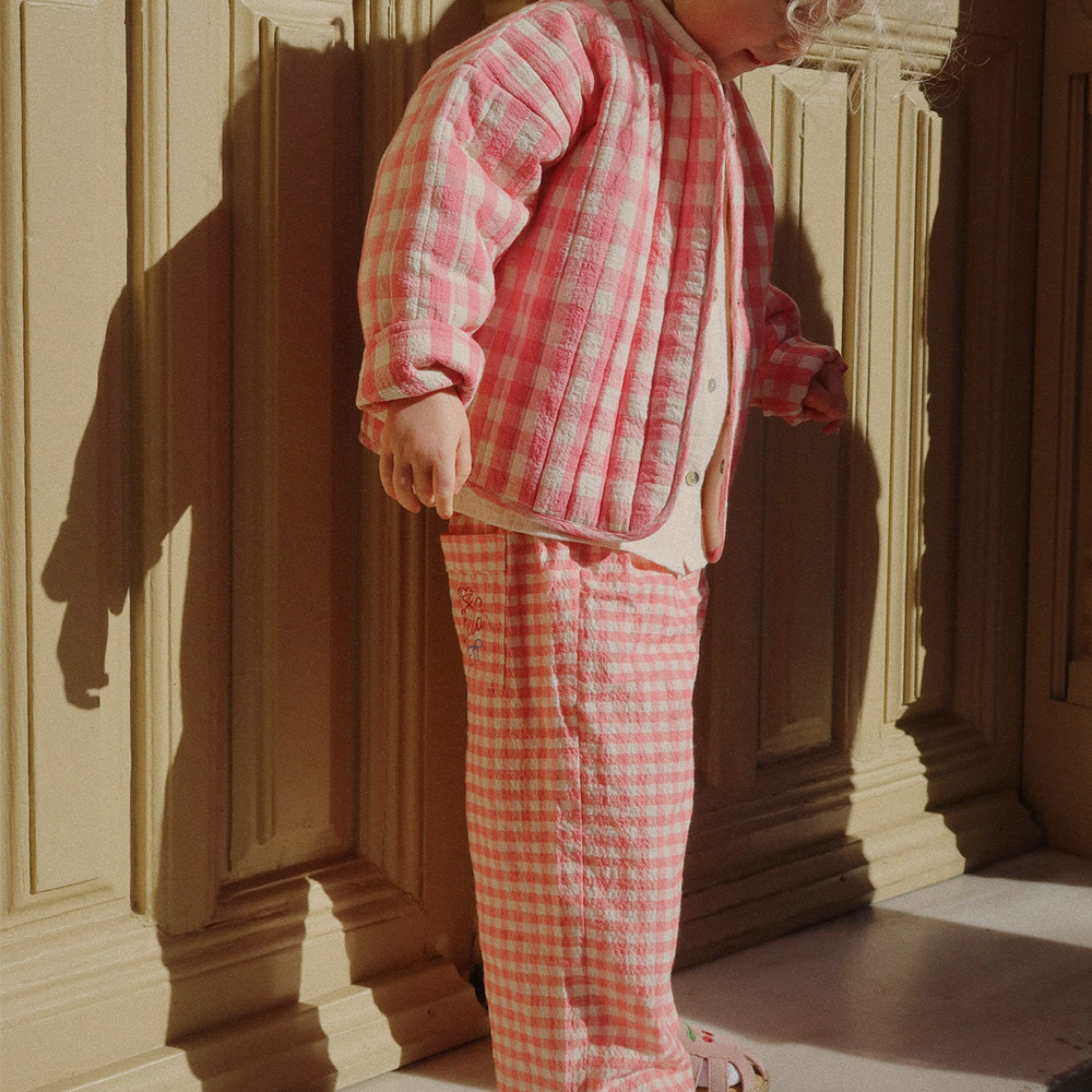 Konges Sløjd Seersucker-Hose &#39;RHW X KS&#39; Bella Peach Blossom Check