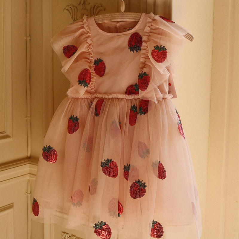 Konges Sløjd Kleid mit Rüschen &#39;Yvonne&#39; Strawberry