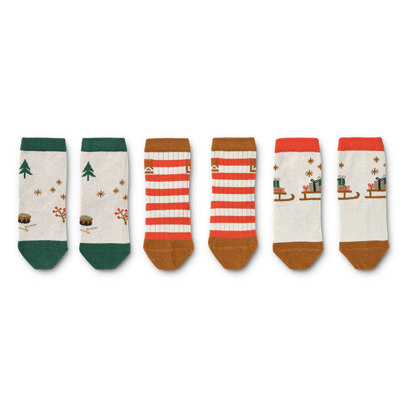 Liewood – praktisches 3er Pack Socken &quot;Silas&quot; mit tollen Weihnacht Prints &quot;Holiday Sandy Mix&quot;