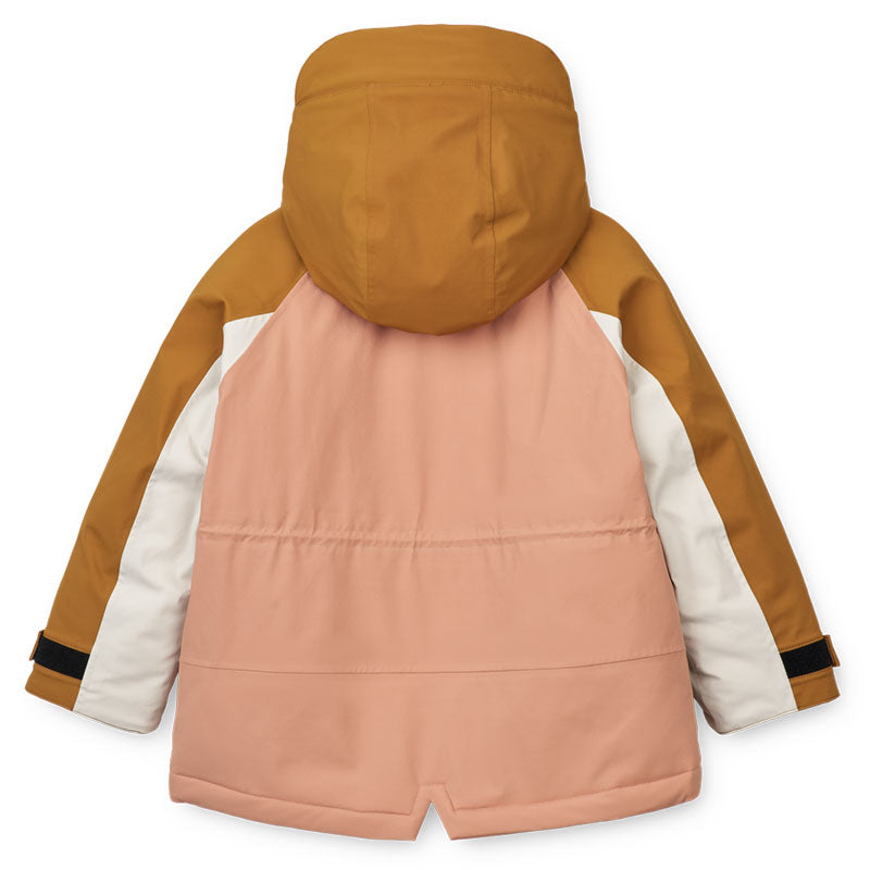 Rückenansicht der Schneejacke &quot;Kalle&quot; in Caramel und Rosa von Liewood