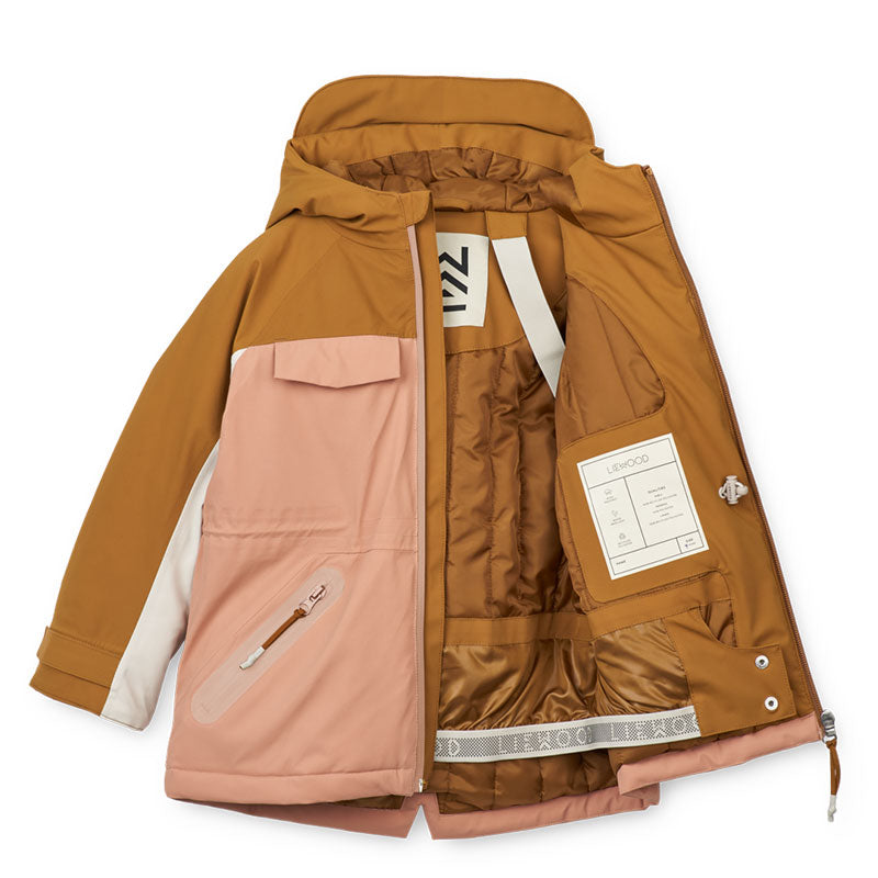 Innenansicht der Schneejacke &quot;Kalle&quot; in Caramel und Rosa von Liewood