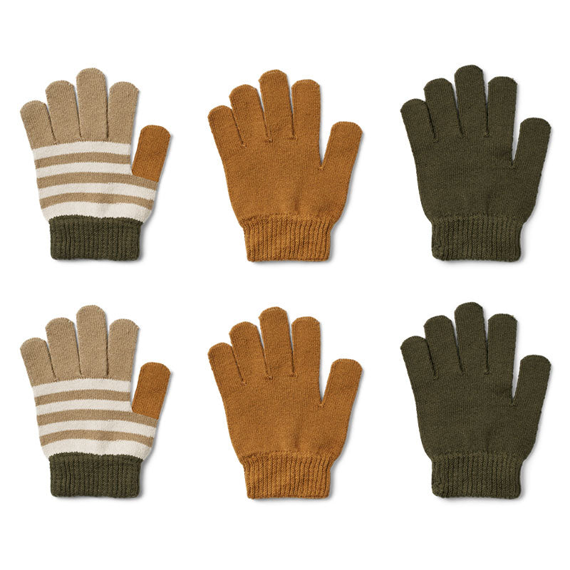 Fingerhandschuhe &quot;Gamma&quot; im 3er-Set von Liewood – 3 Handschuhpaare in verschiedenen Naturtönen