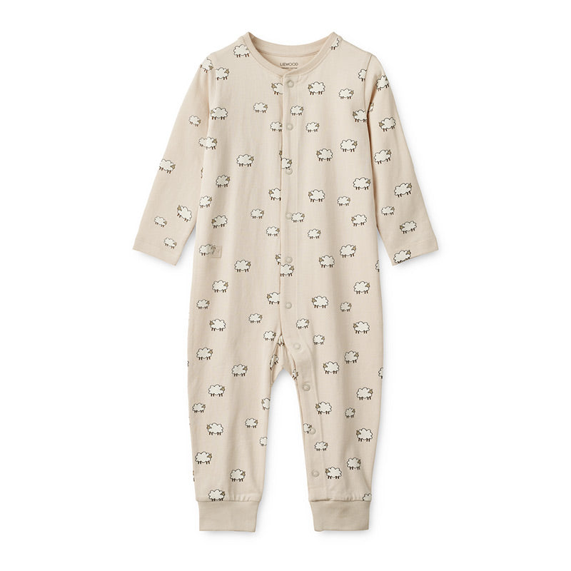 Liewood – Baby Pyjama Strampler mit süssem Schaf Print &quot;Sheep&quot; in beige