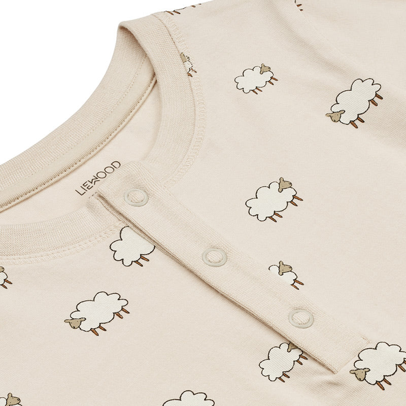 Liewood – zweiteiliges Kinder Pyjama &quot;Wilhelm&quot; mit süssem Schaf Print &quot;Sheep&quot; in beige