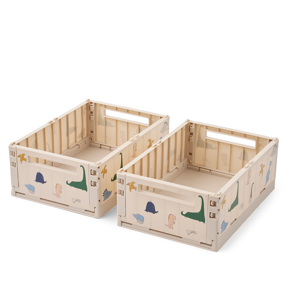 Liewood  faltbare Aufbewahrungskiste M 2er Set 'Weston' Dino Roar/Sandy