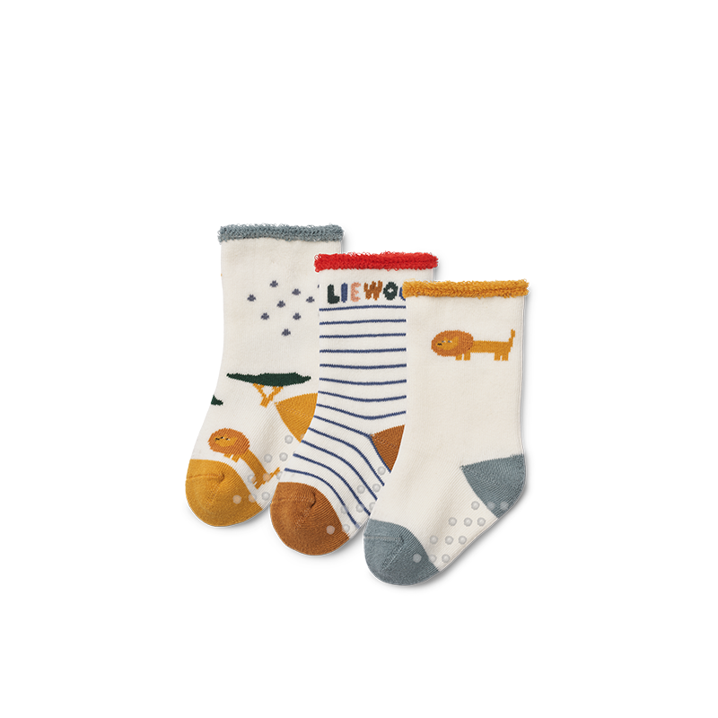 Liewood  Stoppersocken/Anti-Rutsch Socken &#39;Eloy&#39; 3er Pack  Safari/Sandy Mix