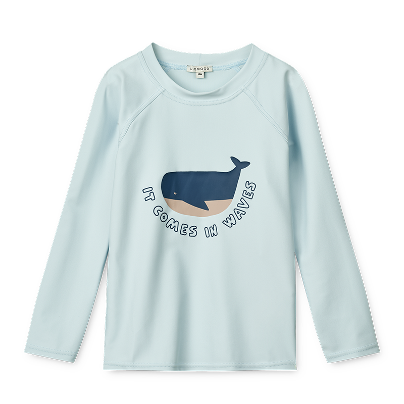 Liewood UV-Badeshirt &#39;Noah&#39; It Comes In Waves/Pure Sky
