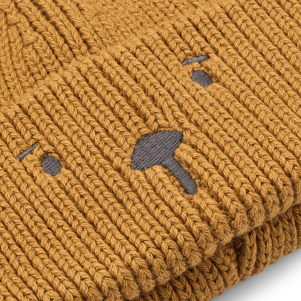 Liewood  Strickmütze mit Bären Stickdetails 'Gina' Golden Caramel