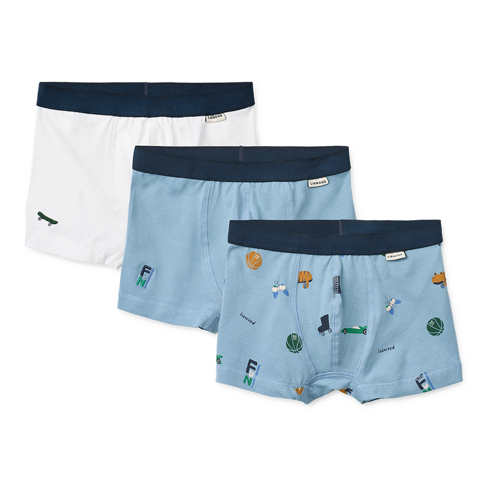 Liewood Boxershorts 3er-Set Boy 'Marvin' Fun / Crisp White / Beach Blue / Mix