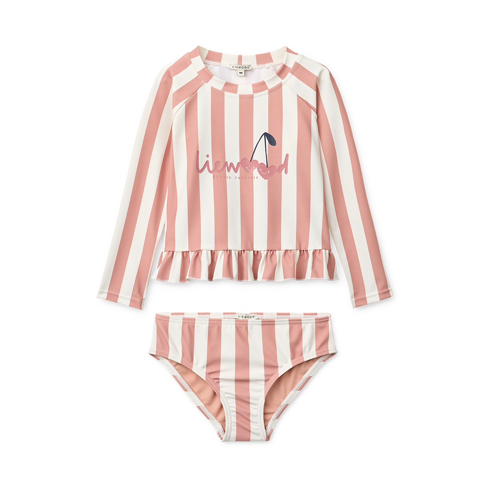 Liewood  Ensemble de bain anti-UV « Dagny » Coral Blush/Creme de la Creme Stripe