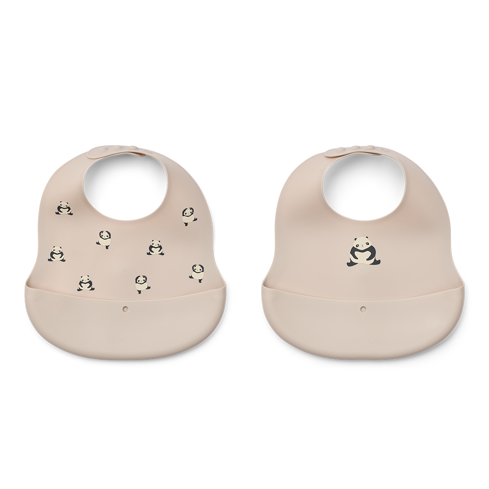 Liewood  Silikon Lätzchen 2er-Set 'Ember' Panda/Sandy