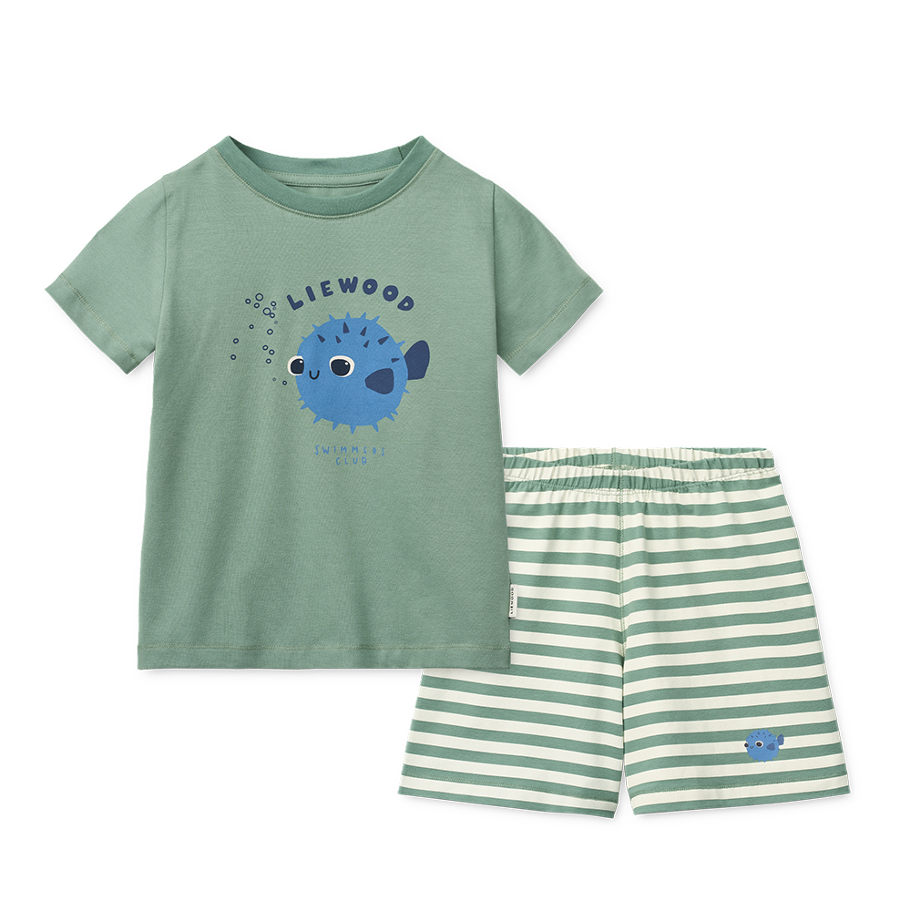 Liewood Schlafanzug Set 'Ilford' Pufferfish/Peppermint/Mix