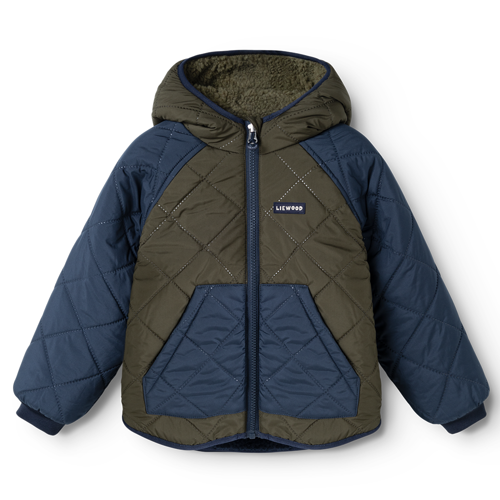 Veste thermique réversible Liewood « Jackson » Army Brown/Classic Navy