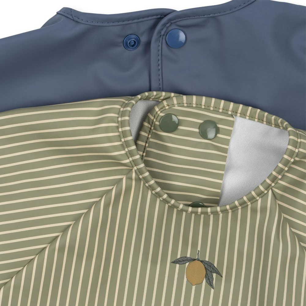 Konges Sløjd  Langarm Lätzchen 2er Set Tea Stripe/Flint Stone