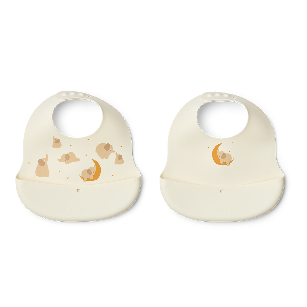 Liewood  Silikon Lätzchen 2er-Set 'Ember' Elephant/Creme de la Creme