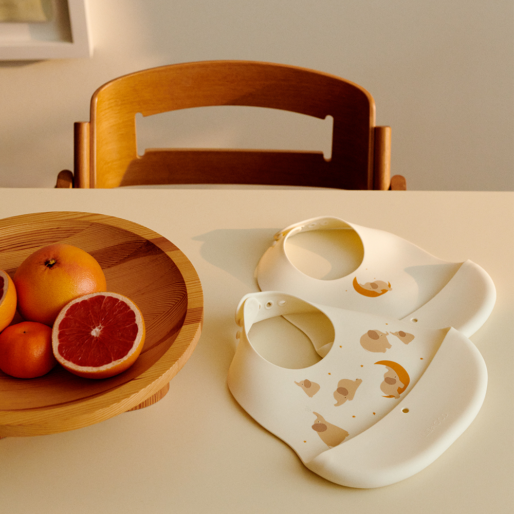 Liewood  Silikon Lätzchen 2er-Set 'Ember' Elephant/Creme de la Creme