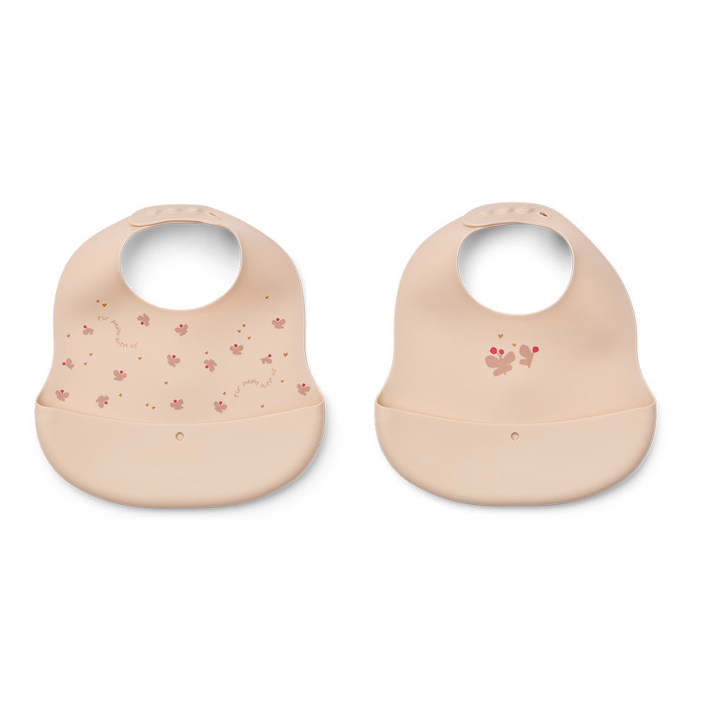 Liewood  Silikon Lätzchen 2er-Set 'Ember' Mini Butterfly/Apple Blossom - Online MY SNOWFLAKE