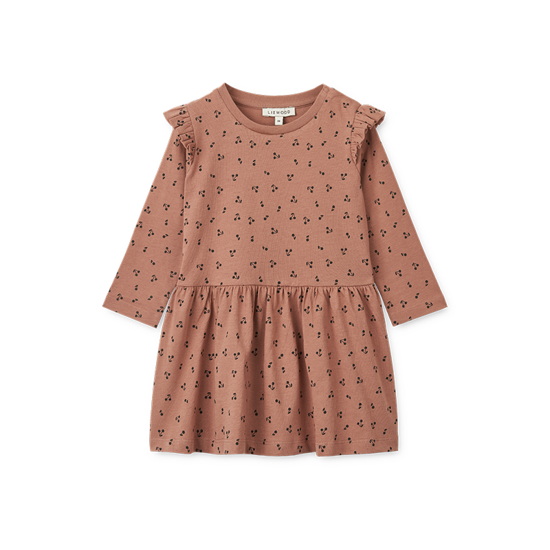 Liewood Langarm Kleid für Babys &#39;Lima&#39; Cherries/Dark Rosetta