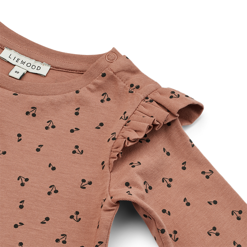 Liewood Langarm Kleid für Babys &#39;Lima&#39; Cherries/Dark Rosetta