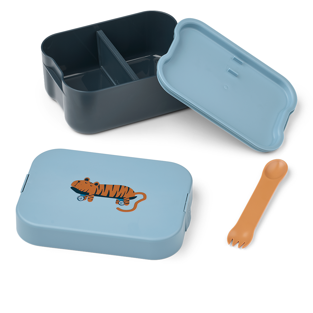 Liewood Children's Lunchbox 'Kamil' Tiger/Beach Blue