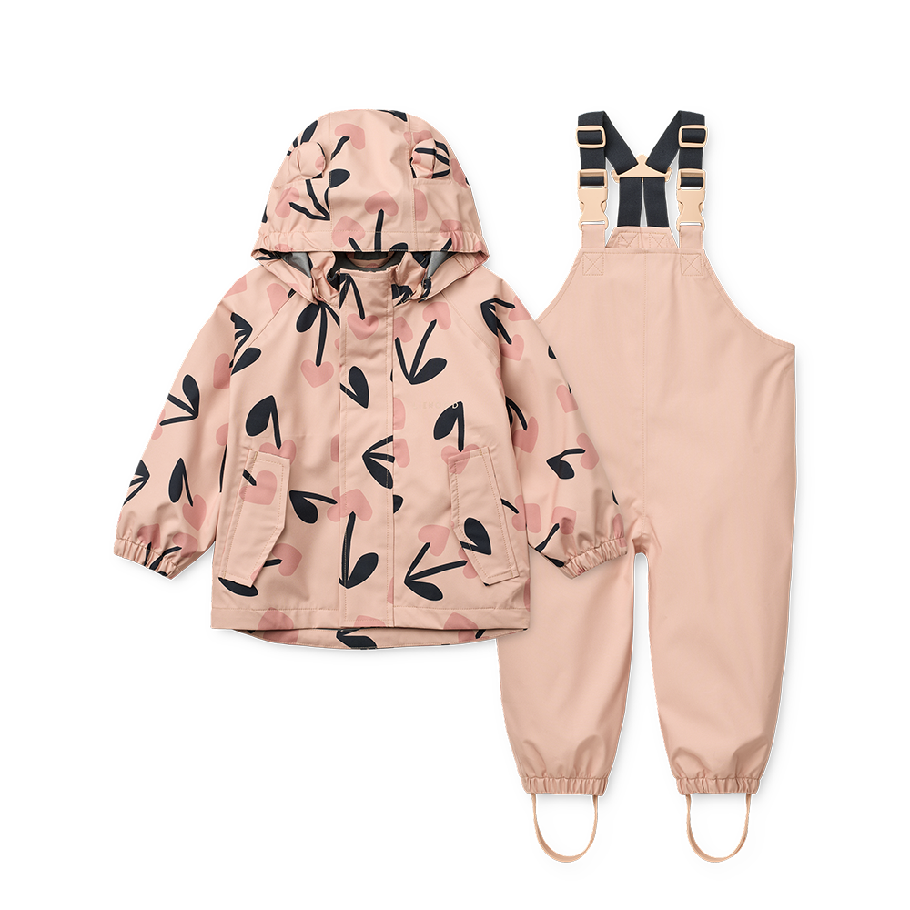 Liewood  Regenjacke/-hose Set 'Manu' Mega Cherry Heart/Rosey Mix