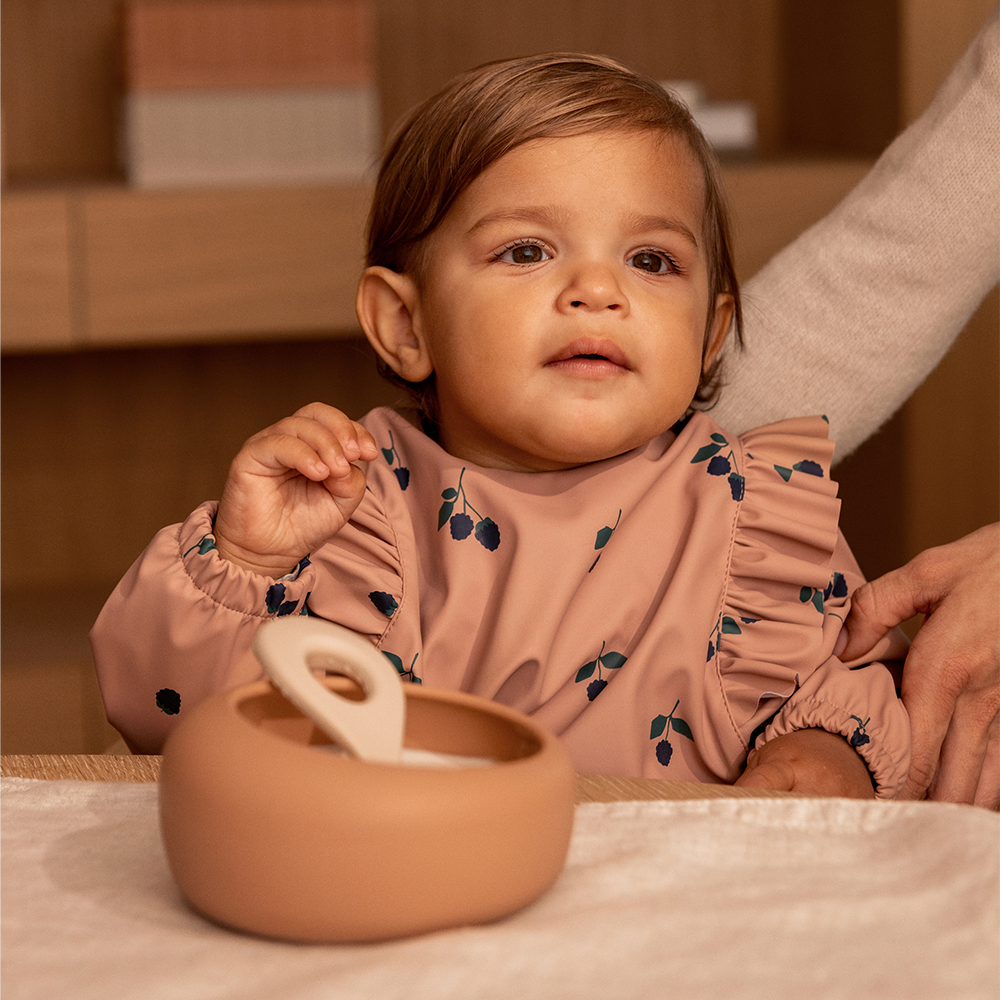 Liewood Long-Sleeved Bib with Ruffles 'Merle' Berry/Pale Tuscany