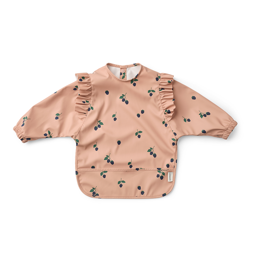 Liewood Long-Sleeved Bib with Ruffles 'Merle' Berry/Pale Tuscany