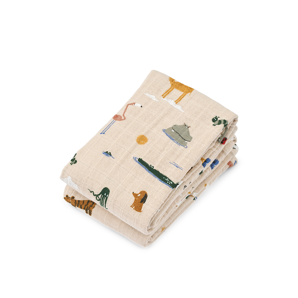 Liewood Mulltuch 2-er Pack &#39;Lewis&#39; Around the World/Sandy