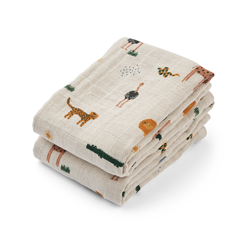 Mulltücher in Beige mit Safarimuster von Liewood.