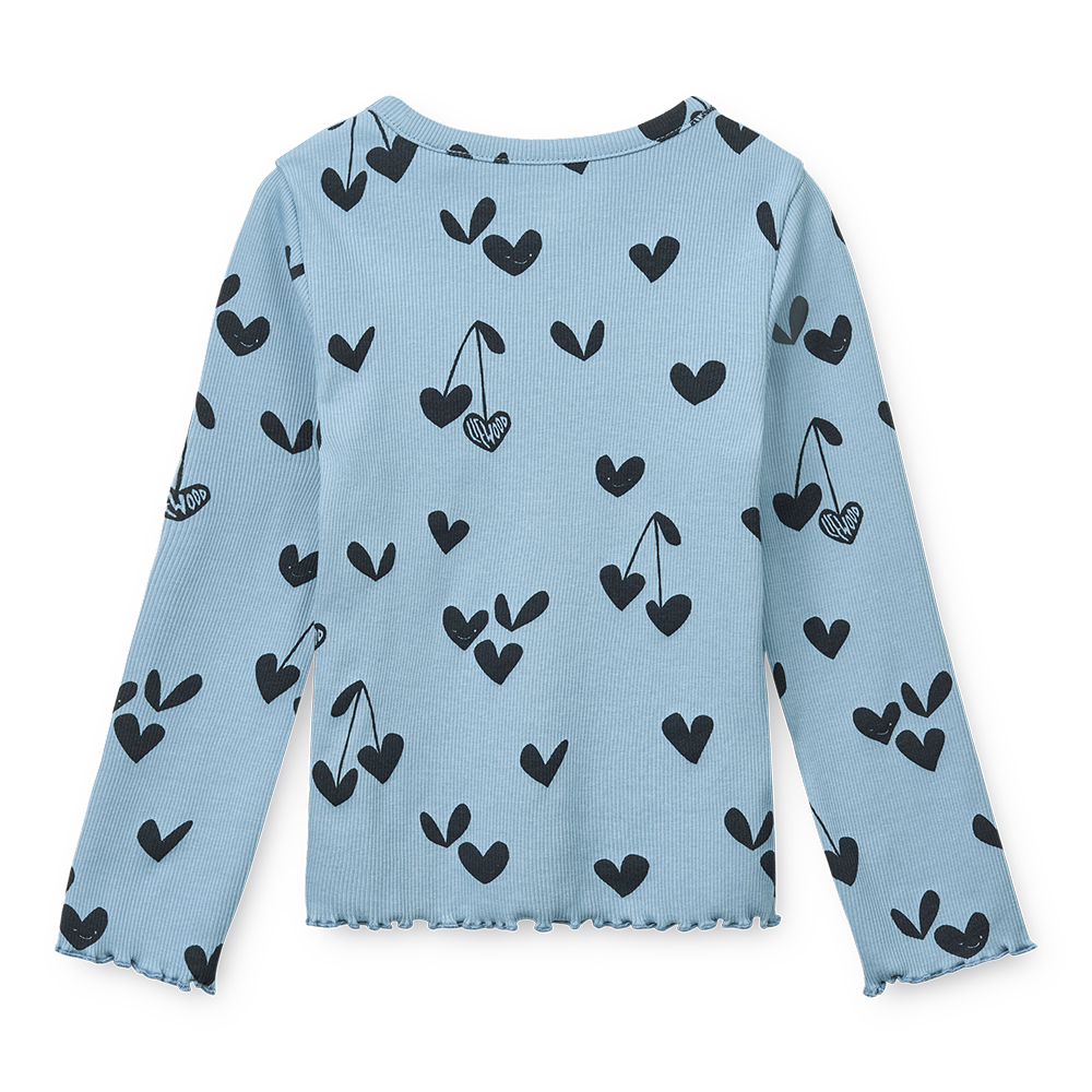 Liewood Langarmshirt in Rippstrick 'Nieve' Sweethearts/Beach Blue