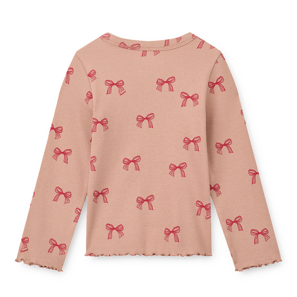 Liewood Langarmshirt in Rippstrick 'Nieve' Bows/Pale Tuscany