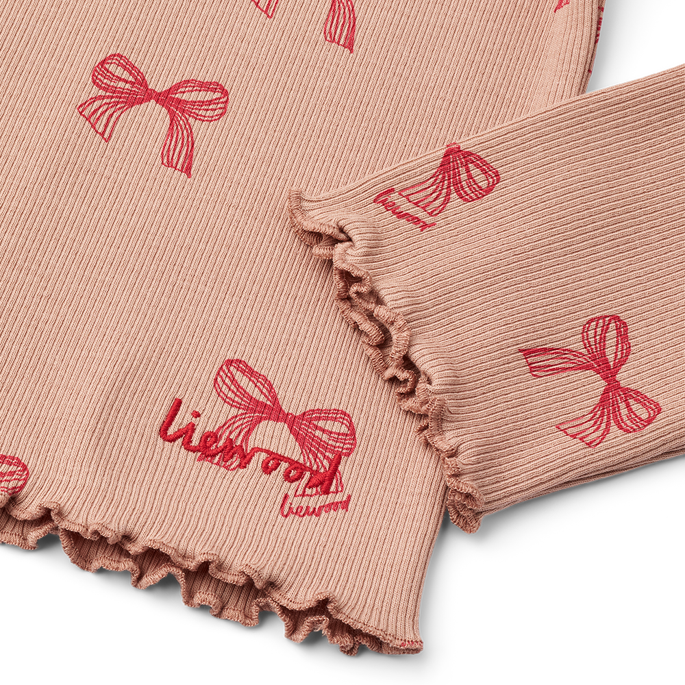 Liewood Langarmshirt in Rippstrick 'Nieve' Bows/Pale Tuscany