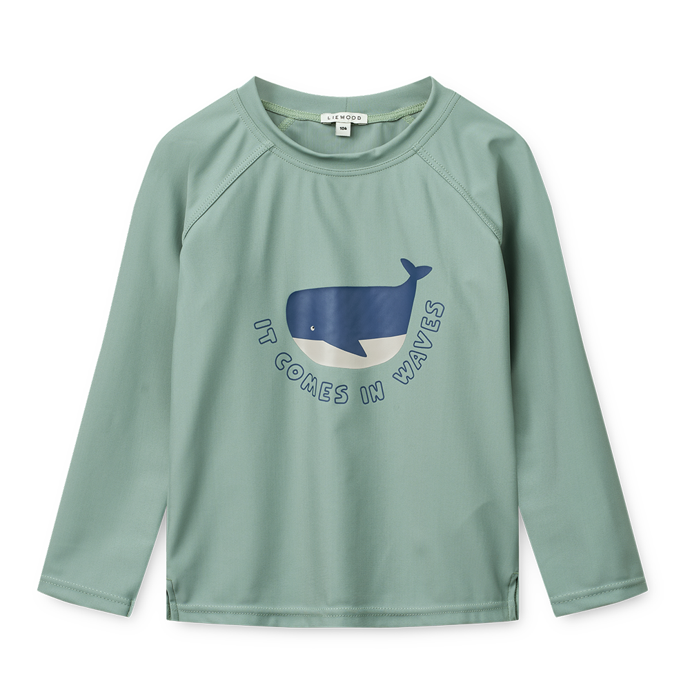 Haut de maillot de bain anti-UV Liewood « Noah » It Comes In Waves/Peppermint