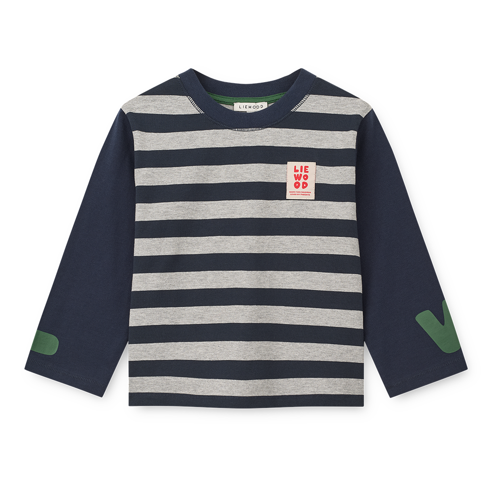Liewood Baumwoll Langarmshirt 'Francis' Grey Melange/Classic Navy Mix