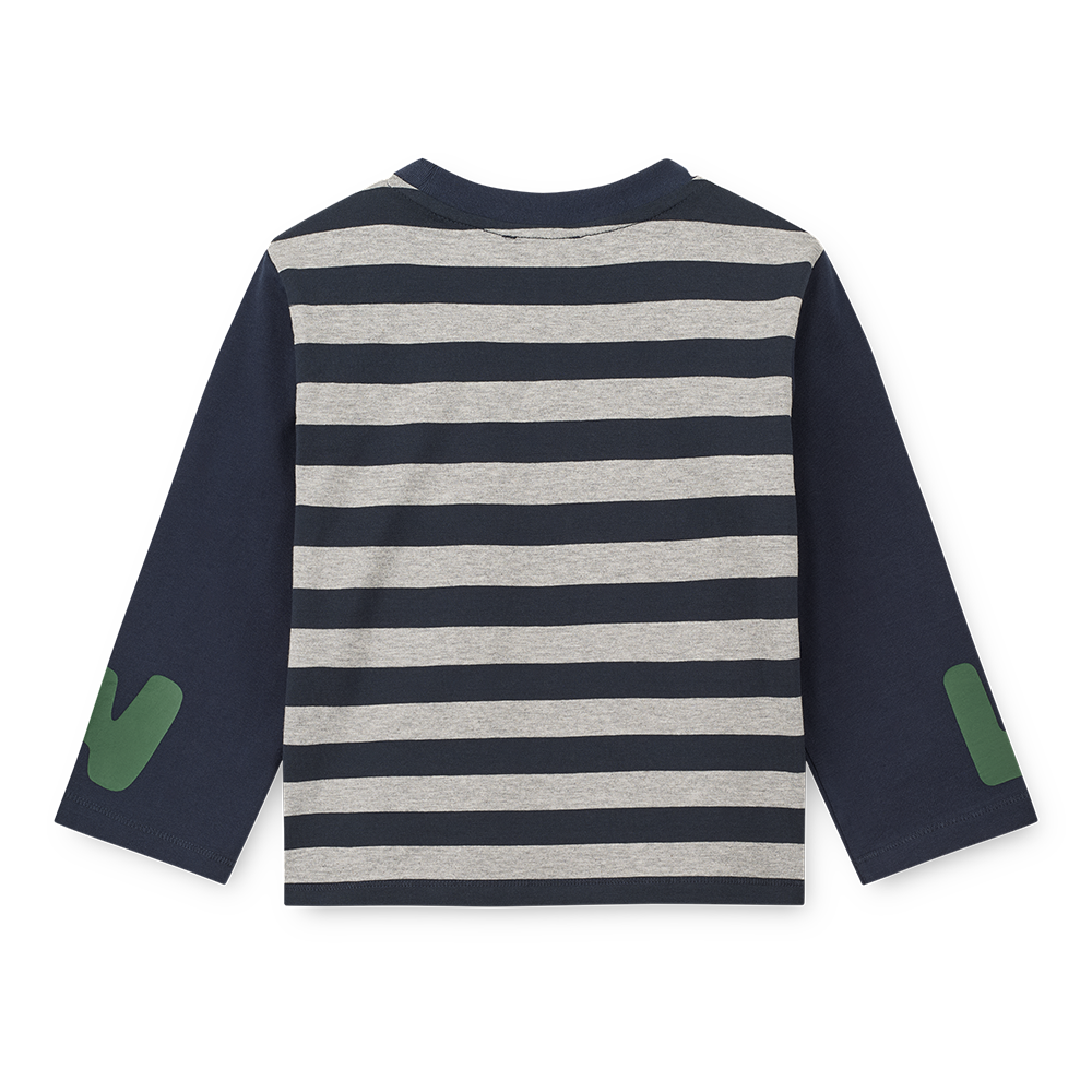 Liewood Baumwoll Langarmshirt 'Francis' Grey Melange/Classic Navy Mix