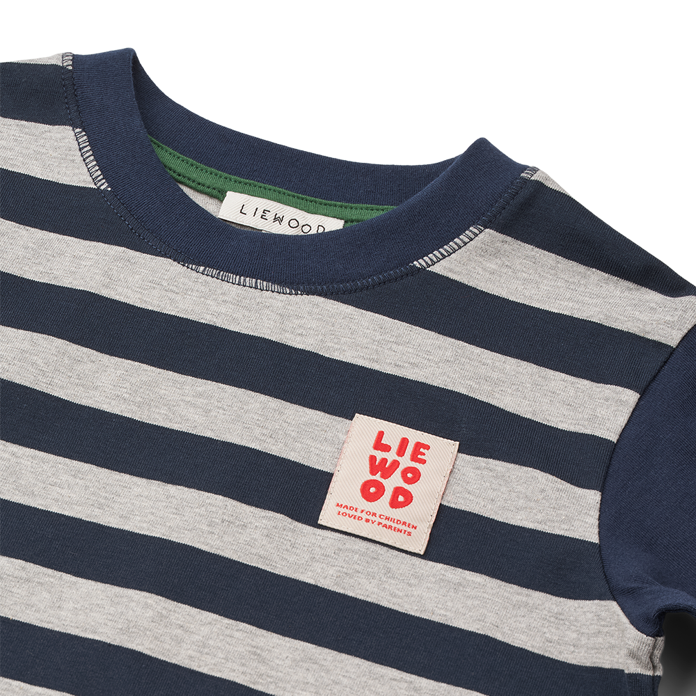 Liewood Baumwoll Langarmshirt 'Francis' Grey Melange/Classic Navy Mix
