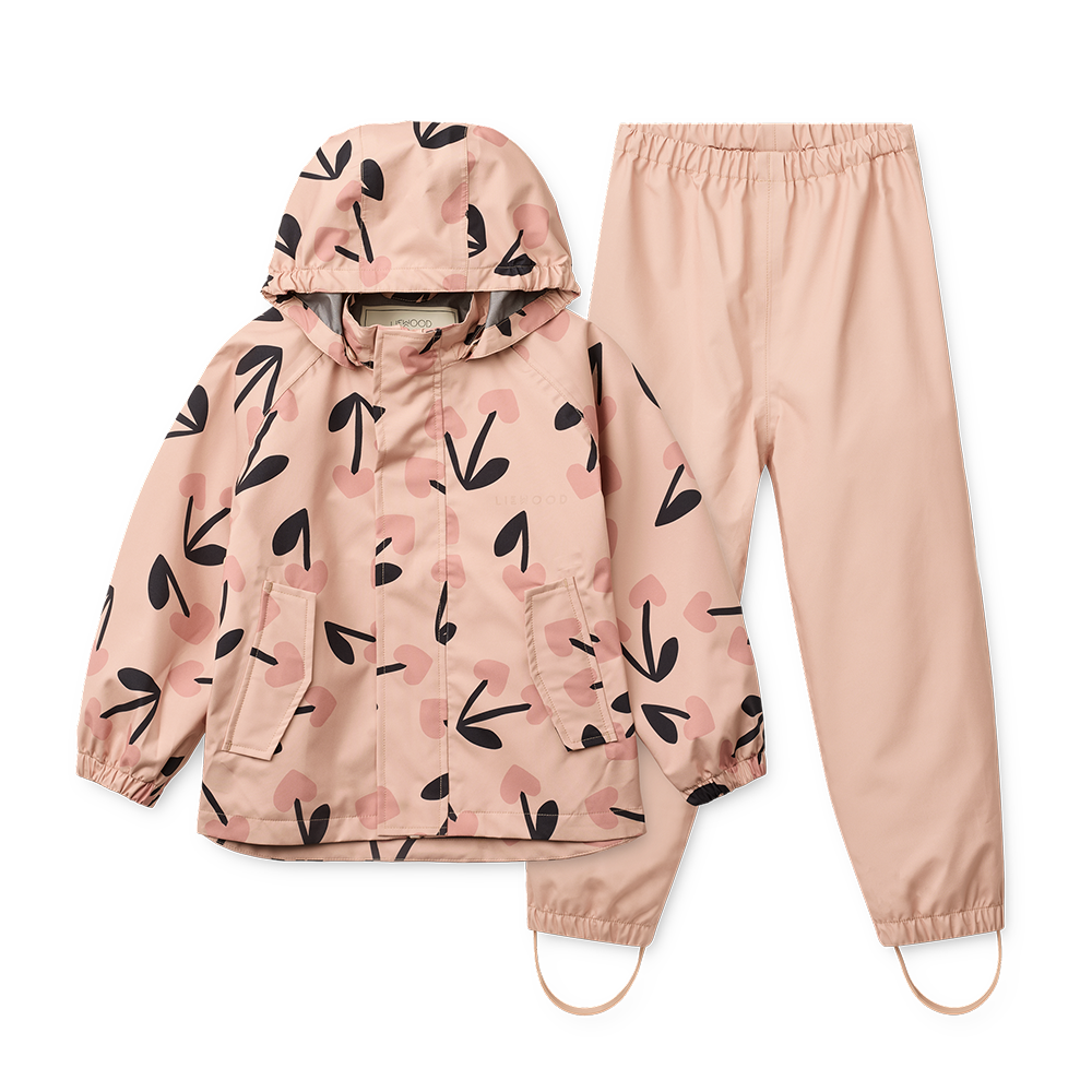 Liewood Rain Jacket/Pants Set 'Pedia' Mega Cherry Heart/Rosey Mix